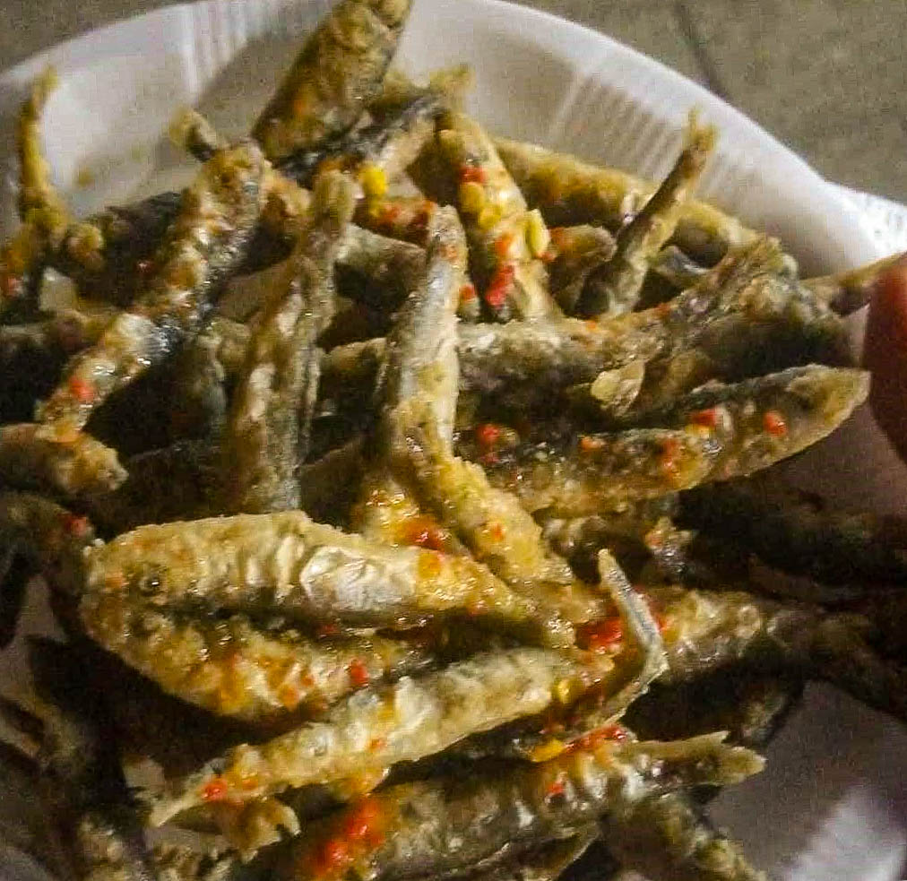 Delicious hamsi at the beach in Romania